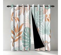 Rideaux Boheme, Uiiooazy Rideaux Occultant Thermique 140x145cm Tropical Feuilles de Palmier Vert Jungle Abstrait Rideau Thermiques Isolants Anti Froid et Chaleur Rideau à Oeillets pour Salon, Lot de 2