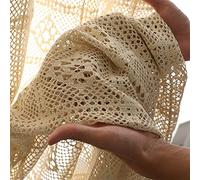 Rideaux bohème vintage en dentelle crochet pour salon et terrasse - 1 panneau de 180 x 180 cm (l x H)