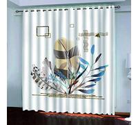 Rideaux Chambre Adulte 3D l'art des Plumes d'or Rideau Salon Moderne Décoration De Fenêtre Draperies 250x200 Cm Moderne Isolant Thermique, Lot De 2 Rideaux Occultants, A Oeillet avec Motif