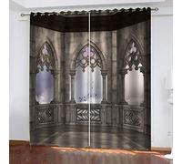 Rideaux Chambre Enfant Garcon, Lot De 2 Rideau Noel Occultant 3D Bâtiment De Couloir Rétro Motif 280X260Cm (LxH) Thermique Isolants A Oeillets Rideaux Acoustiques Salon Décoration De Fenêtre