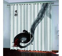 Rideaux Chambre Fille 3D Paysages En Noir Et Blanc À L'Encre De Chine Lot De 2 Rideau Occultant À Oeillets Chambre Enfant 200x200 Cm Fenêtre De Salon Moderne, Thermique Isolant Anti Froid, Décoratio