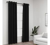 2x Rideaux Occultants Aspect de Lin Rideaux de Fenêtre Salon Salle de Séjour Chambre à Coucher Maison Intérieur Anthracite 140x175 cm