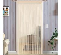 Rideaux Cordon Spaghetti Faits Main - Séparateur Pièce et Moustiquaire Multifonctions - Pour Fenêtres/Portes 90x200 cm Beige