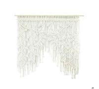 Rideaux coulissants en macramé, rideaux bohèmes, rideaux courts de style bistrot à feuilles tissées, rideau de porte en macramé à