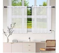 Rideaux courts, petits rideaux semi-transparents, adaptés aux cuisines, salons et maisons rurales, cuisine, 76 x 60 cm - Blanc