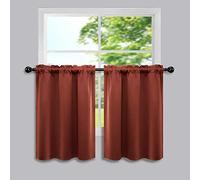 Rideaux courts rouillés pour cuisine, 2 panneaux de poche thermiques, occultant, pour café, pour petites fenêtres, chambre à coucher, salle de bain, camping-car, 86 cm de long et 61 cm de long