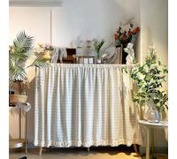 Rideaux Courts sous Evier Rétro en Coton et Lin Style Nordique Rideau Cache Placard pour Cuisine sans Percage Installation de Tringle Rustique Maison de Campagne