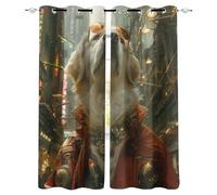 Rideaux Cyberpunk L182 x H213 CM 2 Panneaux Draperies Chien Portant Une Veste en Cuir Rouge dans Protection UV Occultant D'effet Thermique avec Oeillets Rideau pour Chambre à Coucher Cuisine Salon