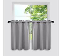 Rideaux de 91,4 cm de long pour petites fenêtres - 2 panneaux - Rideau de café occultant - Gris clair - Rideaux courts pour salle de bain et chambre à coucher - Largeur : 86,4 x 91,4 cm