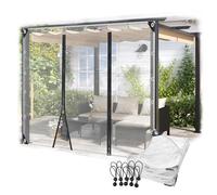 Rideaux de bâche d'extérieur imperméables avec porte zippée - Panneaux latéraux en PVC transparent pour tonnelle et pergola