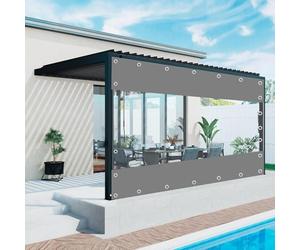 Rideaux de bâche en PVC transparent avec fermetures éclair, cloison extérieure imperméable pour pergolas et tonnelles