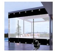Rideaux De Bâche Imperméable en PVC, Coutures Noires Transparentes, Panneaux Latéraux De Bâche Imperméable en PVC Transparent avec Fermeture éclair, Bâch, H2.9xL4.5m/H9.5xL14.7ft
