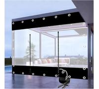 Rideaux De Bâche Imperméable en PVC, Coutures Noires Transparentes, Panneaux Latéraux De Bâche Imperméable en PVC Transparent avec Fermeture éclair, Bâch, H1.5xL6m/H4.9xL19.6ft