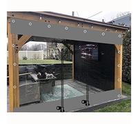 Rideaux de bâche imperméables en PVC transparent avec fermeture éclair, cloison personnalisable résistante aux intempéries pour pergola, patio, porche, tonnelle - 1,2 x 2,2 m avec œillets