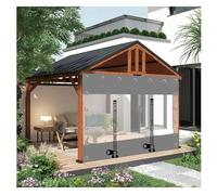 Rideaux de bâche transparents d'extérieur - Panneaux latéraux imperméables et transparents pour tonnelle, pergola, terrasse - Rideau de pluie en PVC avec porte zippée