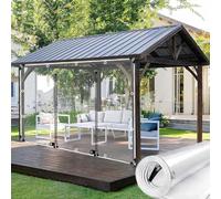 Rideaux De Bâche Transparents Extérieur,Panneaux Latéraux De Bâche Claire Imperméable Pour Pergola Gazebo,Avec Porte À Fermeture Éclair,Bâche Pvc Étanche Avec Œillets,L×H-2.8*2.5m(9.2*8.2ft)
