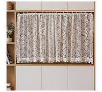 Rideaux De Café Boho Avec Tringle Tension Pour Armoires Ouvertes - Suspension Courte Sans Perçage, Protection Réglable Pour Bibliothèques Et Rangements À Chaussures(A bouquet of flowers,110x70cm)