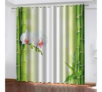 Rideaux de Chambre élégants imprimés en 3D, Motif Fleur, Bambou Vert, Style bohème, Salon, Chambre à Coucher, décoration d'intérieur, Rideaux occultants WxH/2x80x240cm Rideau Dressing