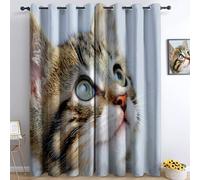 Rideaux De Chambre Occultants Haute Définition Animaux Portraits Chats 140 X 245 Cm (Lxh)Avec Œillets 2 Panneaux, Rideaux Isolés Imprimés Pour Salon, Draperies Decoration Enfants Chambre Gris Clair
