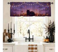 Rideaux de cuisine avec citation d'Halloween chat mystique 132 x 45,7 cm