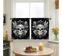 Rideaux de cuisine, gothiques, vintage, fleur, oiseau, décoration de fenêtre pour évier, salle à manger, salle de bain, 61 x 66 cm, motif araignée