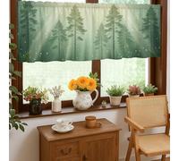 Rideaux de cuisine, motif arbres rustiques, fougères, forêt, printemps, vert pour fenêtre de cuisine, rideaux au-dessus de l'évier, 45,7 x 132,1 cm
