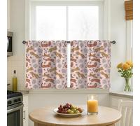 Rideaux de cuisine motif léopard, feuilles tropicales modernes, fleurs d'été, pêche, rideaux de cuisine pour petits camping-cars, fenêtre étroite 66 x 76 cm