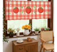Rideaux de cuisine rustique avec passe-tringle - Motif feuilles de vichy - Décoration de fenêtre pour évier, salle à manger, salle de bain - 45,7 x 132,1 cm