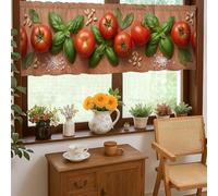Rideaux de cuisine rustiques italiens basilic tomates sans passe-tringle rouge décoration de fenêtre pour évier, salle à manger, salle de bain, 45,7 x 132,7 cm