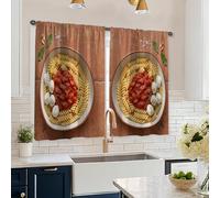 Rideaux de cuisine rustiques italiens basilic tomates sans rouge pour petit évier de camping-car, fenêtre étroite 66 x 114 cm