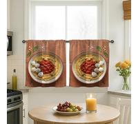 Rideaux de cuisine rustiques italiens, basilic, tomates, sans rouge, traitement de fenêtre pour petit évier de camping-car, fenêtre étroite 61 x 66 cm