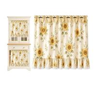 Rideaux de Cuisinière Cache-meuble de four champêtre à fleurs à liens | Rideau porte lave-vaisselle Pour Propriétaires Locataires Maison Appartement Cuisine Buanderie