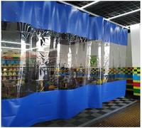 Rideaux de diviseur de Garage Panneaux de Vinyle Industriel Tarpe Claire avec Une Piste Droite Tarpaulin Partition Mur pour pergola, Porche, gazebos, côté Bleu, 2,4x2,4 m
