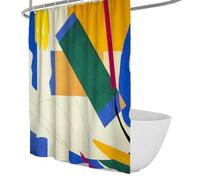 Rideaux de Douche Abstraits colorés pour Salle de Bain Art géométrique Peintures célèbres Impressions Rideaux décoratifs Tissu imperméable Extra Long 180 x 200 cm