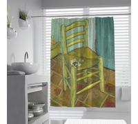 Rideaux de douche artistiques vintage W200xL220cm Chaise abstraite en bois morte décor rétro de salle de bain jaune bleu-vert étanche en polyester tissu étanche rideau bain résistant à la moisissure