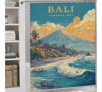 Rideaux de douche Bali Paradise Bath, tissu 100 % polyester, anti-moisissure, ensemble de décoration de salle de bain moderne pour enfants, femmes et hommes, 177 x 180 cm (69,69 x 70,87 pouces)