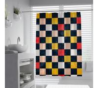 Rideaux de Douche Classiques en Damier Ensembles de Rideaux de Douche à Grille géométrique Moderne avec Crochets Décoration de Salle de Bain de Style côtier imperméable 150 x 200 cm