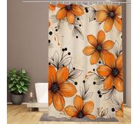 Rideaux de douche d'automne pour salle de bain 90 x 200 cm Grand rideau de douche fleur 3D imperméable en polyester tissu polyester avec 12 anneaux et ourlet lesté, séchage rapide maison extérieur jar