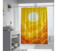 Rideaux de douche esthétiques W200xL240cm Abstrait jaune soleil nuages ciel paysages naturels tissu polyester lavable à séchage rapide décoration de salle de bain pour maison et hôtel avec crochets