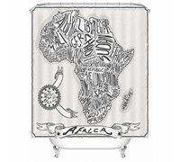 Rideaux de Douche Extra Longs, Rideaux de Douche pour Salle de Bain, Rideau Moderne en Polyester avec Carte de l'Afrique pour Le Printemps, l'été, l'automne l'hiver, 165 x 200 cm,