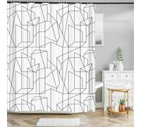 Rideaux de Douche imperméables à Motif de Lignes d'impression 3D, Noir et Blanc, pour Salle de Bain, Baignoire et Cabine de Douche. 80x200cm/31x79in(Largeur x Hauteur)