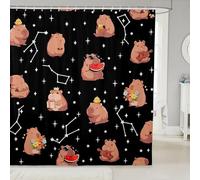 Rideaux de douche imperméables avec 12 crochets pour salle de bain, chambre d'enfant, garçons et filles, motif Capybara de dessin animé, motif de constellation de la galaxie étoilée, 183 cm de large x