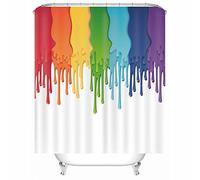 Rideaux de Douche imperméables Blancs, Rideaux Th pour Salle de Bain en Polyester Couleur Arc-en-Ciel, Rideau de Douche Liquide pour Hommes Femmes 150x180cm