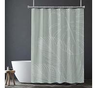 Rideaux de Douche, Plante Tropicale Vert Sauge Rideau De Douche en Tissu Textile Imperméable Anti-moisissure Polyester Lavable avec 12 Crochet de Rideau Douche 160x183cm/WxH
