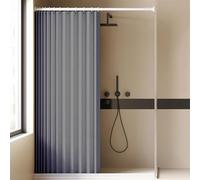Rideaux de douche pliables magnétiques personnalisables, imperméables, lavables, en lin, pour famille, hôtel, salle de bain, gris, 130 x 200 cm (l x H)