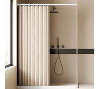 Rideaux de douche pliables magnétiques personnalisables, imperméables, lavables, en lin, pour famille, hôtel, maison d'habitant, salle de bain, beige - 220 x 220 cm (l x H)