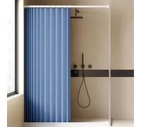 Rideaux de douche pliables magnétiques personnalisables, imperméables, lavables, en lin, pour famille, hôtel, salle de bain, bleu denim, 70 x 200 cm (l x H)
