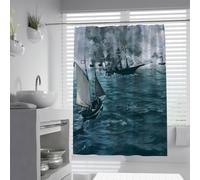 Rideaux de douche réalistes W120xL200cm Scène de navigation de guerre historique imprimée Rideau de baignoire de salle de bain pour studio à domicile baignoire de salle humide Crochets étanches