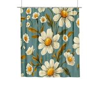 Rideaux de Douche Sarcelle Motif, Rideau Douche 180x180, Rideau Baignoire Fleur avec 12 Oeillets Antirouille et Crochets Polyester Tissu Lavable Ourlet Lesté pour Salle de Bain Baignoire Cadeau F-58