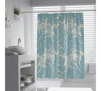 Rideaux de douche style William Morris W150xL200cm Tissu imperméable rétro rétro à grande fleur à motif de grandes feuilles facile à nettoyer pour la décor de la maison et de la salle de bain d’hôtel